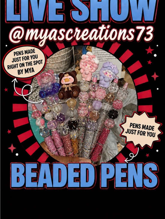 Other - Handmade Kids Character Beaded Pen - Pink, Red, Black, White